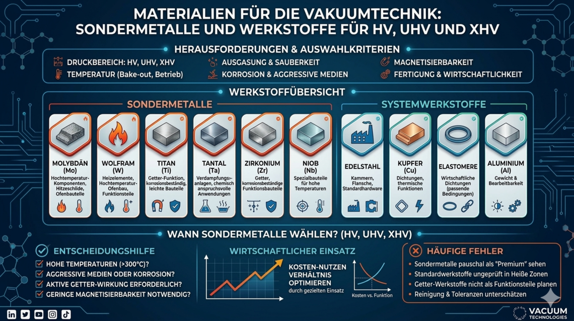 Infografik: Werkstoffe für die Vakuumtechnik